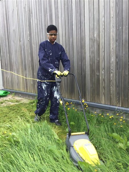 Howes Hoose try grass cutting!